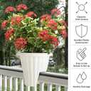 Pure Garden Railing Planter - 13.5-Inch Round Flower Box with Drainage Insert - 2.64-Gallon Outdoor Planter Box for Deck, Porch, or Balcony (White)