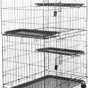 Amazon Basics Large 3-Tier Cat Cage Playpen with Easy-to-Clean Removable Tray, Front Doors, Portable, Foldable, 35.8" x 22.4" x 50.6", Black