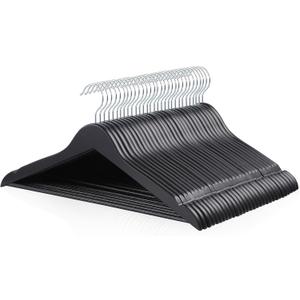 Amazon Basics Wood Suit Clothes Hangers for Closet Organizer, Black, 30-Pack