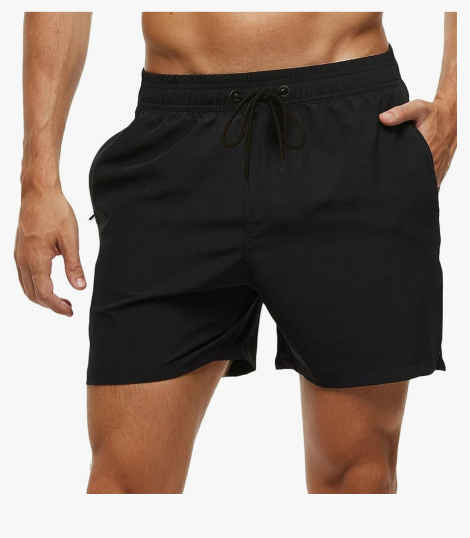 Tyhengta Men's Swim Trunks Quick Dry Beach Shorts with Zipper Pockets and Mesh Lining S