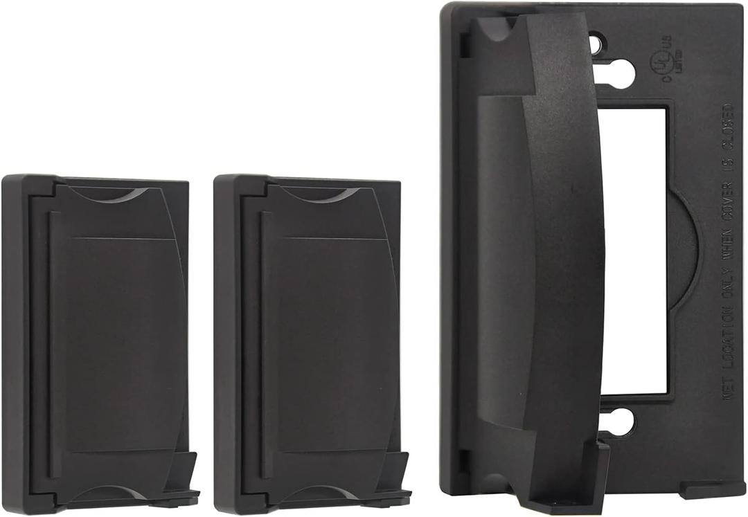 BESTTEN 3 Pack Outdoor Outlet Wall Plate Cover for GFCI and Decorator Receptacle, Weatherproof, Vertical/Horizontal Auto-Closing Lid, H4.65" x W2.87" x D0.71", Black