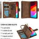 RANYOK Wallet Case Compatible with iPhone 17 Air Case, with 6 Card Holder RFID Blocking, PU Leather Zipper Flip Wallet Pocket, Kickstand, Wrist Strap | Protective Phone Cover for 17 Air, Brown