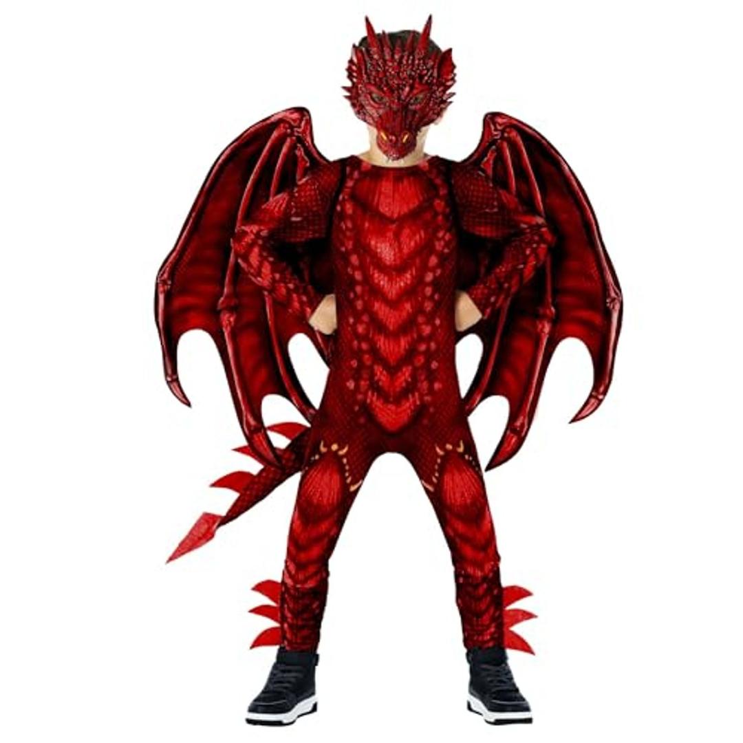 Morph Dragon Costume For Kids, Dragon Wing Costumes For Boys, Halloween Costumes Kids, Boys Halloween Costume (X-Large, Red)