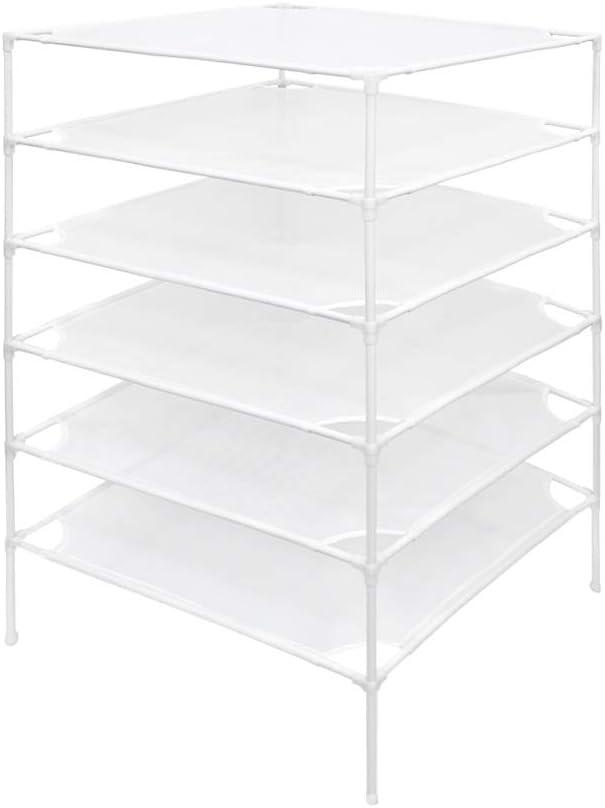 6 Layer Sweater Drying Rack Mesh Foldable,Stackable,White