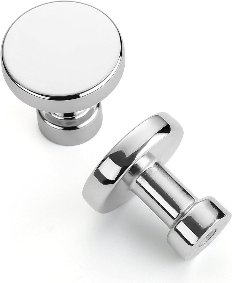Asidrama 20 Pack 1-1/4 inch Polished Chrome Kitchen Cabinet Knobs Dresser Drawer Cabinet Hardware Zinc Knobs for Dresser Drawers