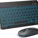 TECURS Bluetooth Keyboard and Mouse Combo for iPad - Rechargeable Wireless Keyboard & Mouse with 7-Color Backlit Compatible with iPad 10th/9th/8th Gen, iPad Pro/Air/Mini, iPhone15/14/13 Pro, Black