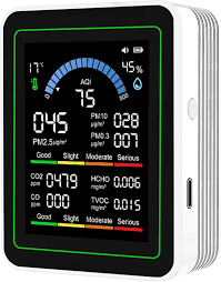 10 in 1 Smart Air Quality Monitor Indoor,Carbon Monoxide Detectors,Co2 Detector,Professional Air Quality Test Kit with CO2 | CO | TVOC | HCHO | Temp | AQI | PM2.5 | PM0.3 | PM10