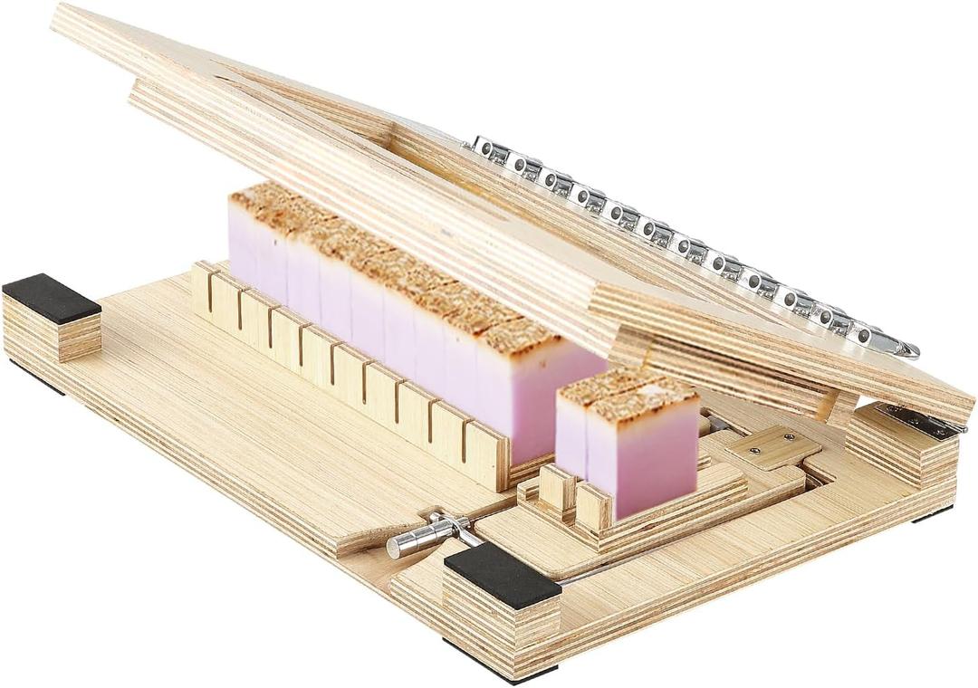VEVOR Soap Cutter, Cut 1-12 Bars, Precisely and Accurately Cut 1 Inch Bars, Wood Frame with Steel Wire, with Extra Wires, Multi Handmade Soap Wire Cutter for Candles, DIY Making Cutting Tool