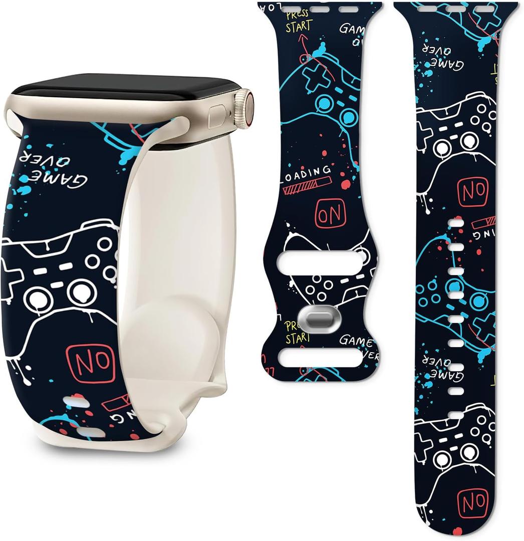 Band Compatible with iWatch Band 38/40/41mm for Women Men Sport Replacement Smartwatch Wrist Strap for iWatch Ultra2/1 SE Series 10 9 8 7 6 5 4 3 2 1 - Video Game