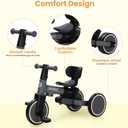 Toddler Bike with Push Handle,Tricycles for 1 to 3 Years Old, Toddler Tricycle with Push Handle for Boy Girl, Baby Balance Bike with Adjustable Seat Height and Removable Pedal (Black)