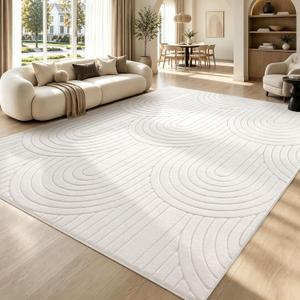 Sour Lemon Area Rugs 9x12 Living Room Bedroom, Modern Washable Rug Cream