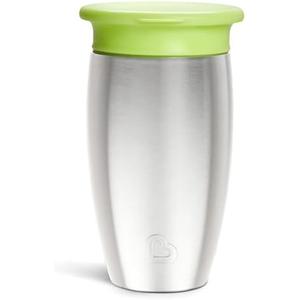Munchkin Stainless Steel Sippy Cups for Toddlers 1-3, Spill Proof Miracle 360 Cup, Insulated, 10 Ounce, Green