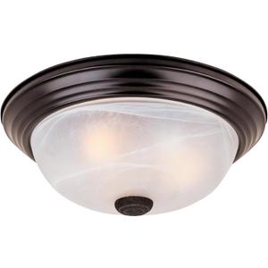 DESIGNERS FOUNTAIN Reedley 3-Lights Flush Mount Ceiling Light, 15 Inch Lighting Fixture for Kitchen, Bedroom, Bathroom, and Hallway, White Alabaster Glass, Oil Rubbed Bronze, 1257L-ORB-AL
