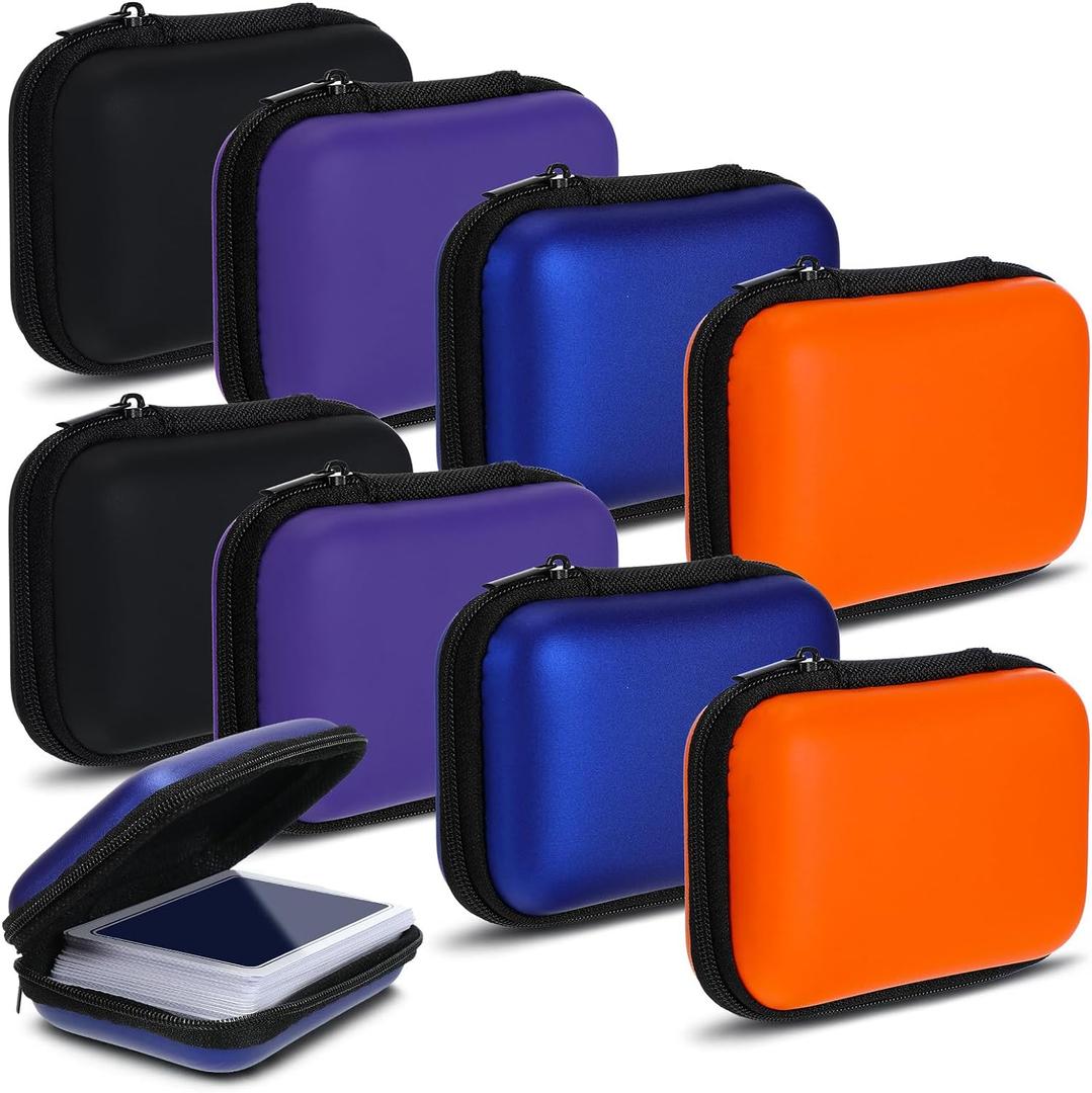 8 Pieces Card Case Compatible with MTG Travel Games Cards Games Playing Case Deck Game Case Playing Storage Box Carrying Holder, Black/Purple/Orange/Blue - 2 each color 