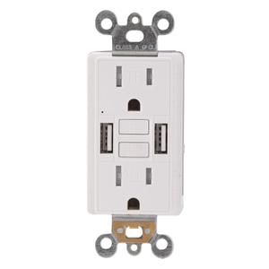 Combination 15A GFCI Outlet with Self-Test and USB in-Wall Charger Outlet with 5V/4.8A, High Speed Charging for Smartphones and Tablets, ETL, Wallplate Included, 1 Pack, White