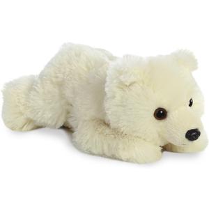 Aurora Adorable Mini Flopsie Polar Bear Stuffed Animal - Playful Ease - Timeless Companions - White 8 Inches