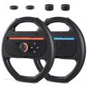 GLDRAM Steering Wheel for Nintendo Switch 2 Joycon (2025), Motion Control Racing Wheel with 4 Thumb Grips for Mario Kart World & 8 Deluxe, Racing Games Accessories with Ergonomic Design - 2pc Black