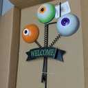 Glitzhome Halloween Metal Yard Stakes Spring Eyeballs Yard Signs Standing Decors for Halloween Yard Outdoor Decorations, 35.25" H