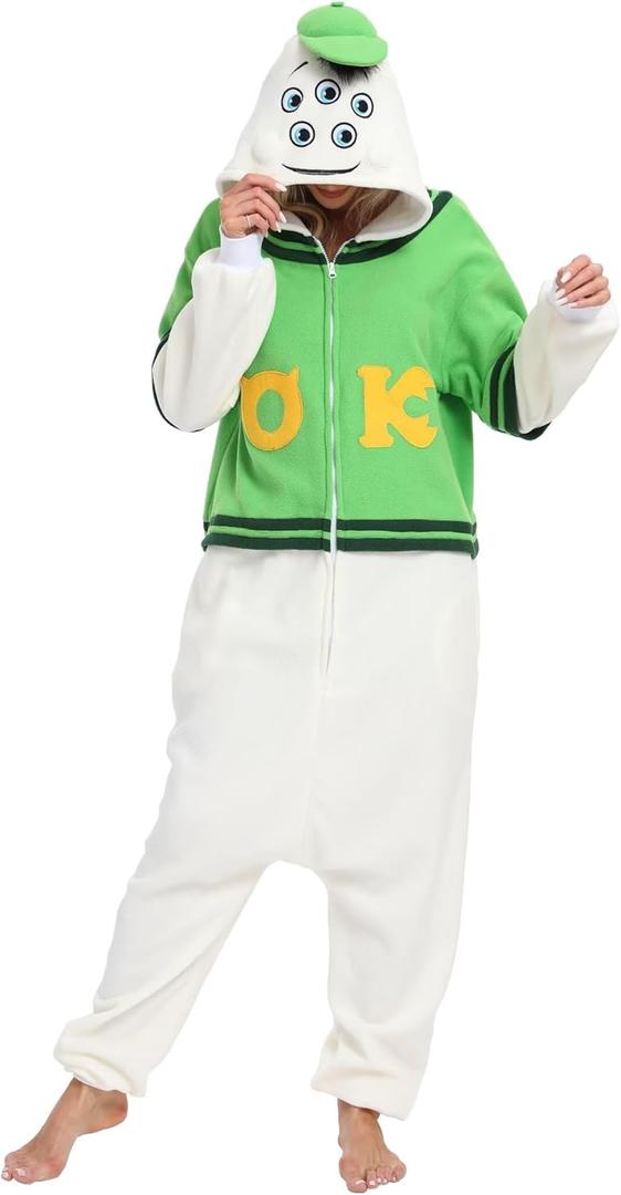 LABULA Unisex Adult Onesie Animal Pajamas Halloween Cosplay Sleepwear (Small, 97whitegreen)