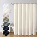 OWENIE Cream Shower Curtain, Waffle Weave Heavy Fabric Shower Curtain for Bathroom, Waterproof Thick 420G/M Textured Soft Elegant Luxury Hotel Spa Bath Curtains, Machine Washable, Cream, 72W x 72L