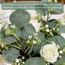 40 Pcs Faux Eucalyptus Leaves Stems Bulk Silver Dollar White Seed Artificial Greenery Stems Fake Sprays Branches for Wedding Table Centerpiece Bouquet Garland Floral Arrangement Home Decor