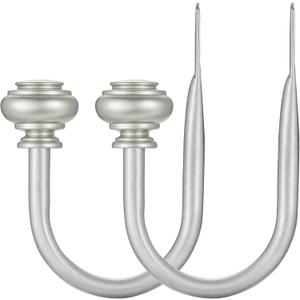 Curtain Holdbacks 2pcs, Metal Curtains Tiebacks for Drapes Window Home Decoration, Matte Sliver