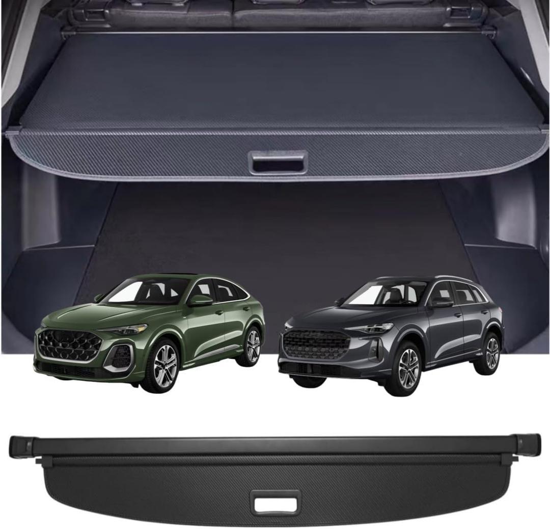 Retractable Cargo Cover Compatible with Audi Q5 SQ5 2025 2026 Q5 SQ5 Sportback New Gen Shield Security Shade Privacy Screen Tonneau Luggage Cargo Trunk Organizers (Carbon Fiber Texture)
