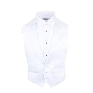 White Low Cut Satin Backless Tuxedo Vest & Bow Tie (Small-XLarge)