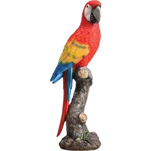 Macaw Tree Clinger Garden Statue, Resin Tropical Bird Figurine - Vibrant Parrot Sculpture for Patio, Lawn, Yard, or Indoor Tabletop Decor