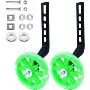 Mehome Flash Training Wheels for 12 14 16 18 20 Inch Kids BikeHeavy Duty Training Wheels are for Single Speed Bicycle (Green)