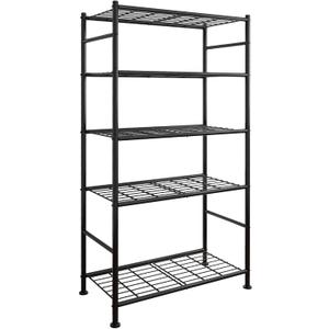 Sakugi Storage Shelves - 5 Tier Shelf Organizer, Heavy Duty Garage Shelving Unit with Leveling Feet, Stable Metal Shelves Organizer for Pantry, Kitchen and Closet, 33.0" W x 12.6" D x 72.0" H, Black, 33.0W12.6D72.0H