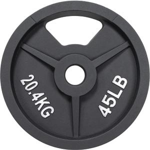 Signature Fitness Cast Iron Plate Weight Plate for Strength Training and Weightlifting, 2-Inch Center (Olympic), 45LB (Single)