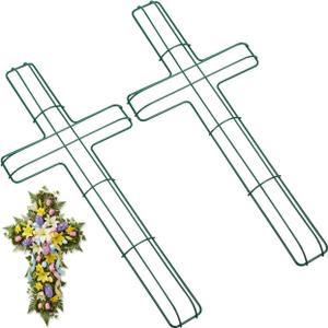 Wire Cross Wreath Frame: 2Pcs Cross Shaped Metal Wire Wreath Frame Form Floral Garden s Metal for Easter Christmas Holiday Church DIY Craft Project - 16 Inch