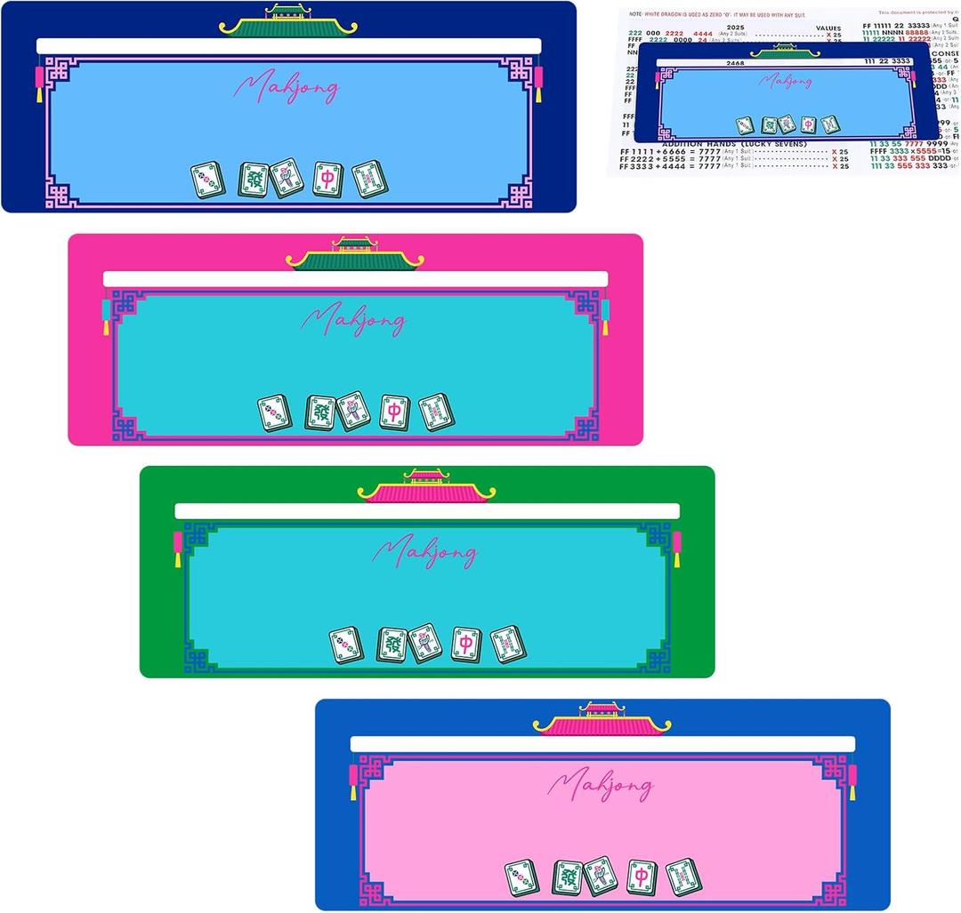 Faccito 4 Pcs Mahjong Line Finder Card Guide Colorful Line Reader Cards for Beginners, for Travel, Parties, Competitions, Game Nights, Mahjong Lover Gifts Accessories (7.48 x 2.76 Inches, Multicolor)