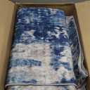 Washable Area Rugs 8'x10' Non-Slip Modern Abstract Soft for Living Room Entryway Bedroom Nursery, Print Pattern, Blue Grey Navy Gray