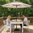 10FT Outdoor Patio Umbrella, 2 Tiers Market Table Umbrella with 8 Sturdy Ribs, Push Button Tilt and Crank, UPF50+ UV Protection for Deck, Pool, Garden and Backyard