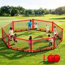 GYMMALL Gaga Ball Pit for Kids, Portable Gagaball Pit Court 15ft Equipped with Carry Bag, 2 Gaga Balls, Wind Ropes and Ground Spikes for Sport Games and Indoor & Outdoor Activities