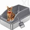 Stainless Steel Litter Box, High Sided, Anti-Urine Leakage Non-Stick Non-porous stainless steel resists odor absorption, while high sides help contain litter and urine splashes, 
Size	X-Large