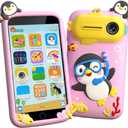 Kids Toys Smart Phone, 3.97" Touchscreen Toddler Phone with 220+ Learning Games, Camera, Parental Control, Educational Phone for Girls Ages 3-9, Birthday (Pink)