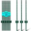 3 ft Fence Post, 20 Pack Heavy Duty Metal Fence Posts, Sturdy Steel T Post | No Dig Fence Stakes, U-Channel Garden stakes for Lawn, Farm, Yard, Orchard and Outdoor Electric Fence Wire, Corner Support