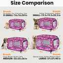 Beatrice Home Fashions Portable, Collapsible, Pop Up Kennel Travel Cat and Dog Crate, 40" L x 27" W x 27" H, Camo Pink