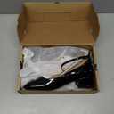 Coutgo Womens Chunky Low Heels Closed Square Toe Ankle Strap Pumps Wedding Prom Dress Shoes (7.5, Black)