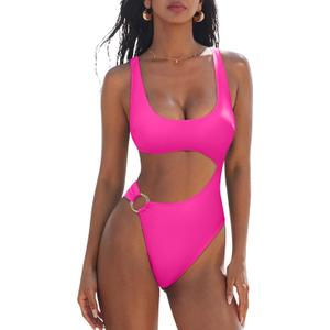 SUUKSESS Women Sexy One Piece Tummy Control Swimsuit Cutout Backless Bathing Suit,small