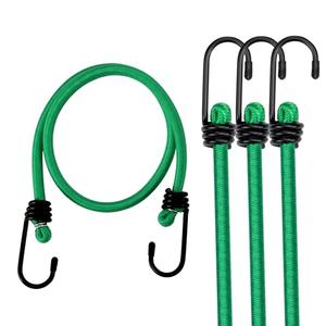 WORKPRO 24 Inch Bungee Cord with Hooks, 1 Pack Superior Rubber Heavy Duty Straps Strong Elastic Rope for Outdoor Tent, Luggage Rack, Camping, Cargo, RV, Bike, Transporting, Storage, Green