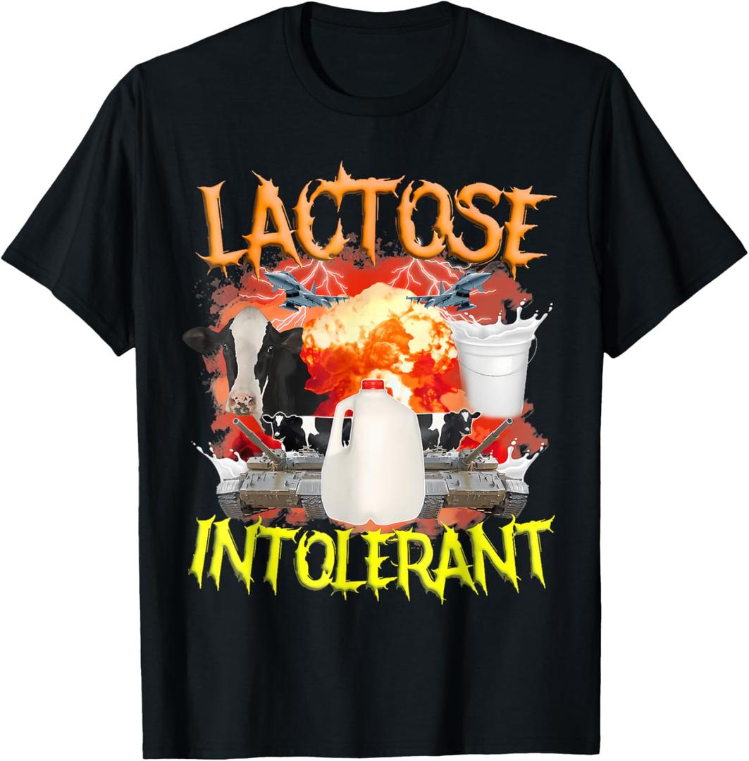 Lactose Intolerant Shirt Funny Sarcasm Oddly Specific Meme T-Shirt (Small, Black)