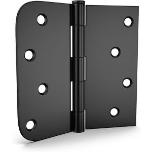 goldenwarm 3 Pack 4in Black Door Hinges Interior Door Hinges Black Matte 4 x 4 Inch with Square & Round Corners, Iron Material, Matte Black