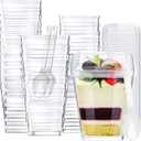 100 Pack 5 oz Plastic Dessert Cups with Lids & Spoons  Mini Parfait & Appetizer Cups, Dessert Shooter Cups  For Party, Wedding, Birthday, Pudding, Mousse, Ice Cream  BPA-Free, Recyclable, Clear