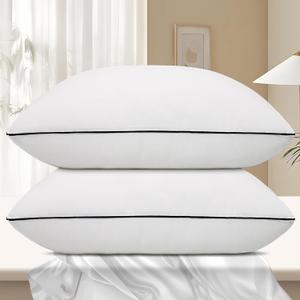 Hotel Collection Bed Pillows for Sleeping 2 Pack King Size Cooling Pillows Set of 2 for Back, Stomach or Side Sleepers, Super Soft Down Alternative Microfiber Filled Pillows