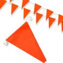 Peryiter 105 ft 64pcs Pennant Banner Flags 11.02" x 17.72" Large Safety Marking Flags Triangle Pool Flagging on String for Construction Site Sporting Events Party Decor Parking Marking(Orange)
