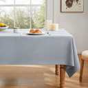 ZeeMart Basic Linen Textured Table Cloth, 60 x 84 Inch Chambray Blue, Farmhouse Style Light Blue Rectangle Tablecloth, Wrinkle Resistant Washable Heavy Weight TableCloths
